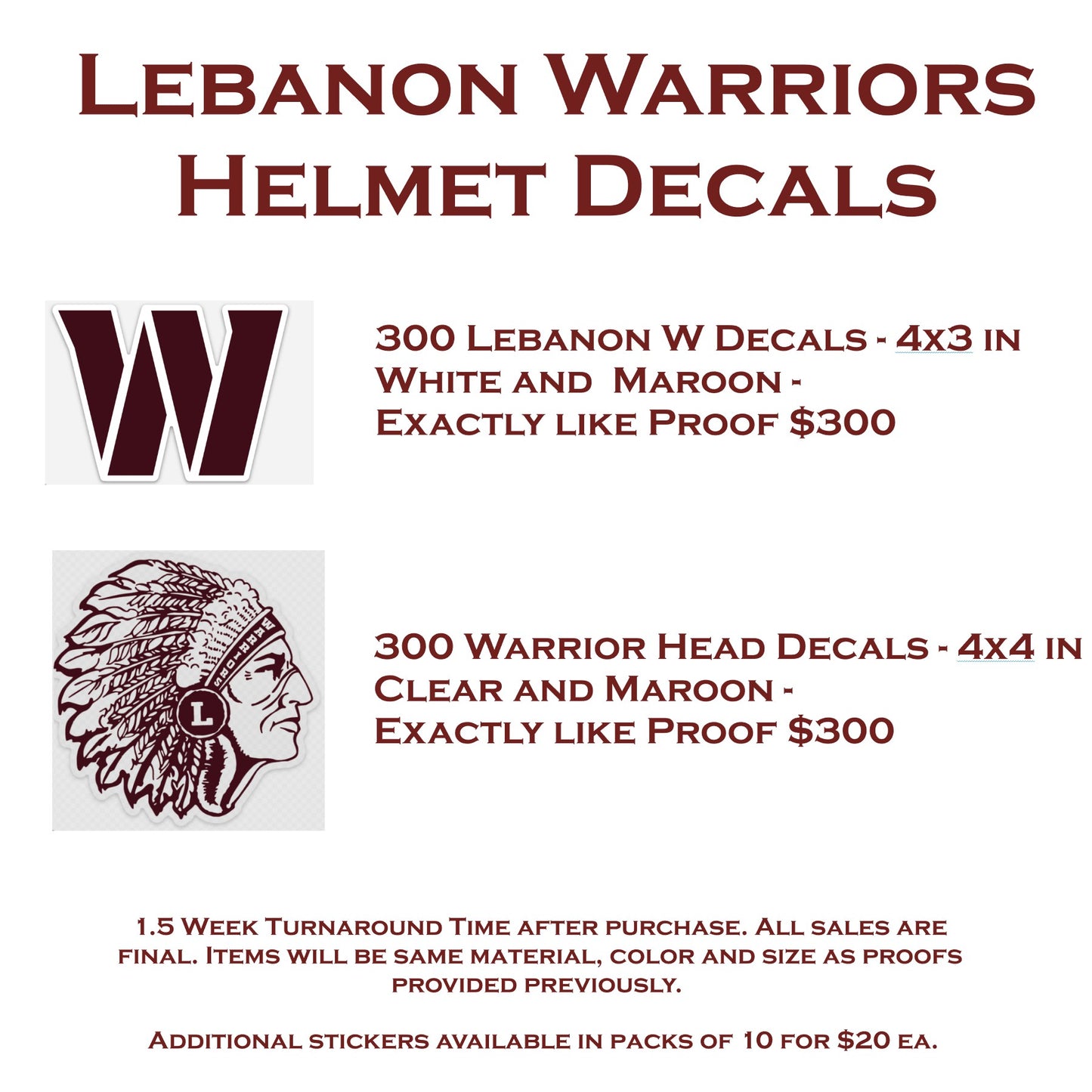 Lebanon Warriors Stickers