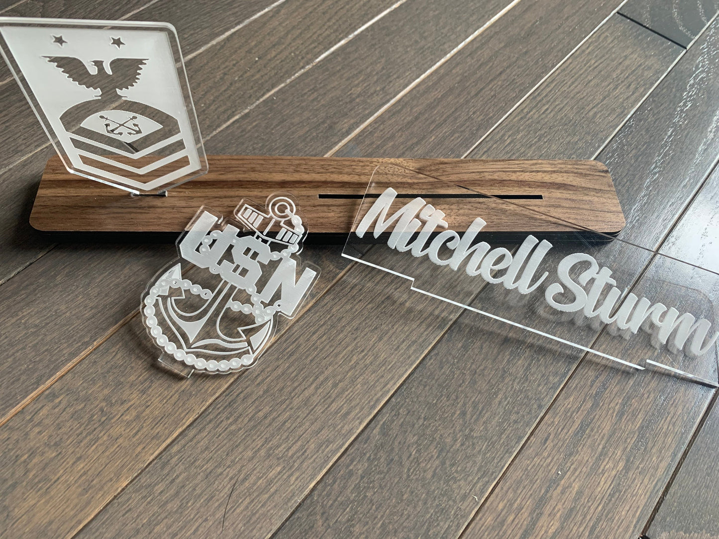 Navy Interchangable Name Plate and Rank. Perfect Addition to any NAVY Desk Space! NAVY Promotion Gift