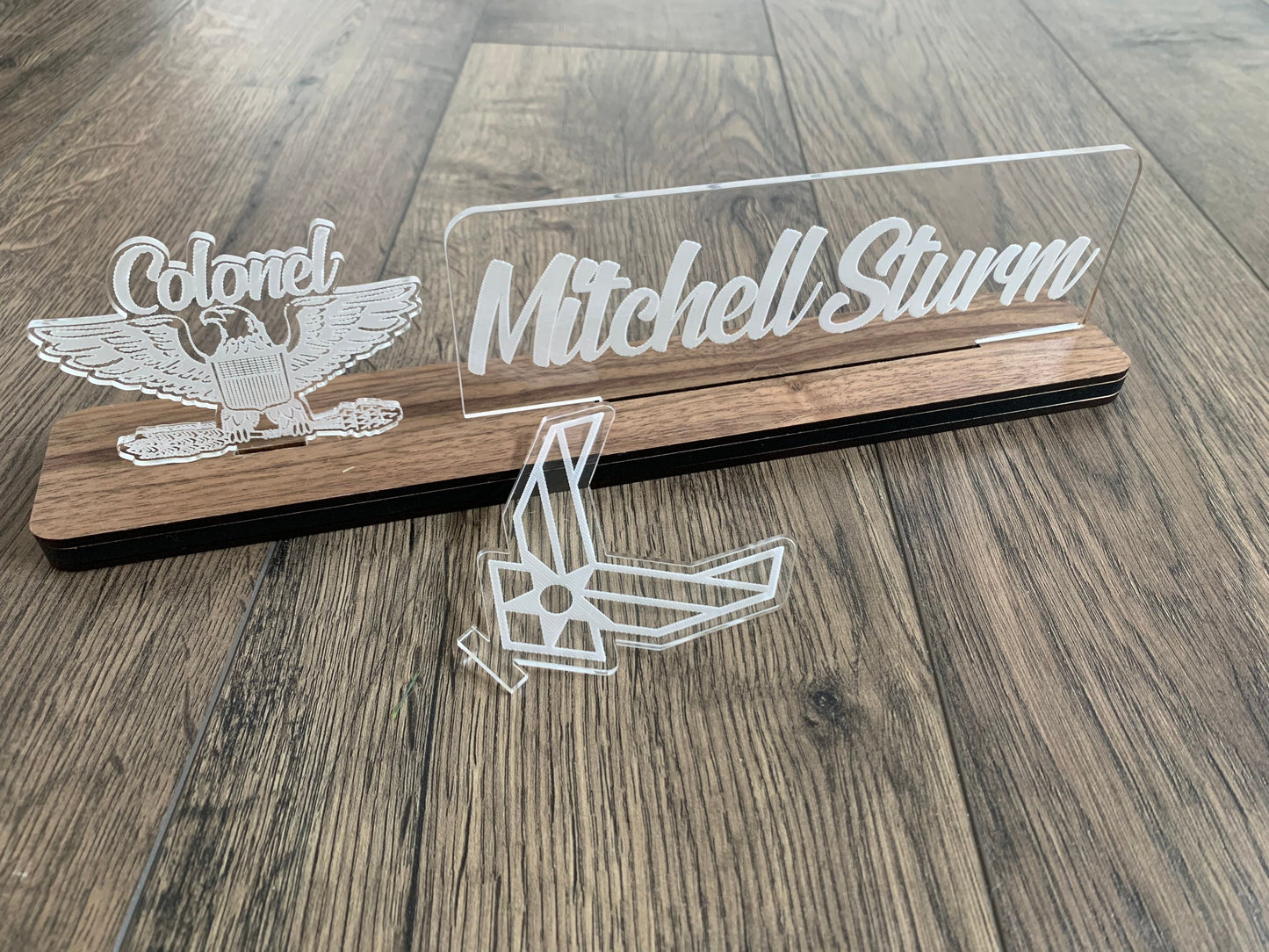 Air Force Name Plate with Interchangeable Rank, USAF Desk Decor NO SHED!