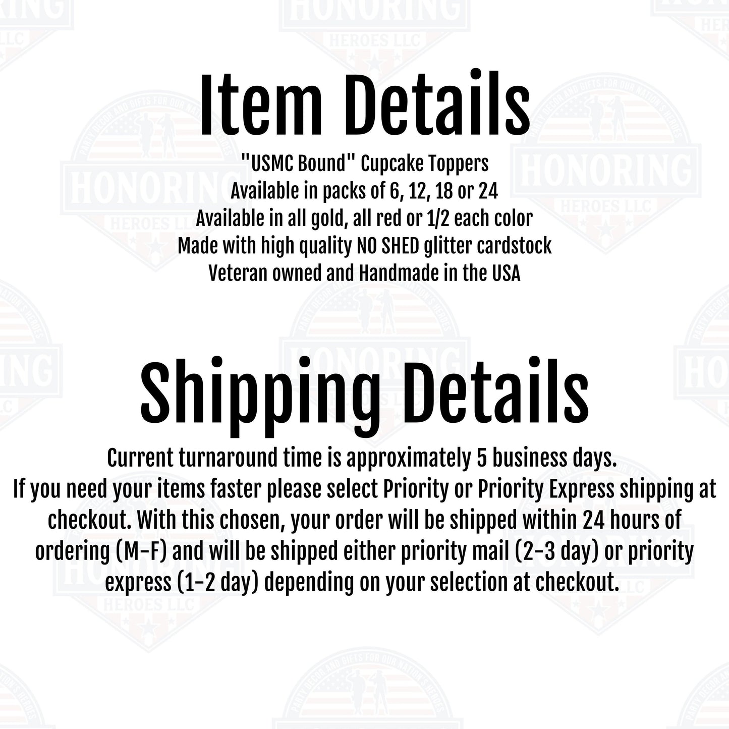 USMC Bound Cupcake Toppers