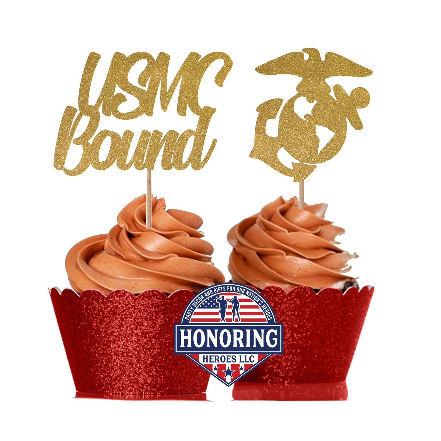 USMC Bound and Emblem Cupcake Toppers