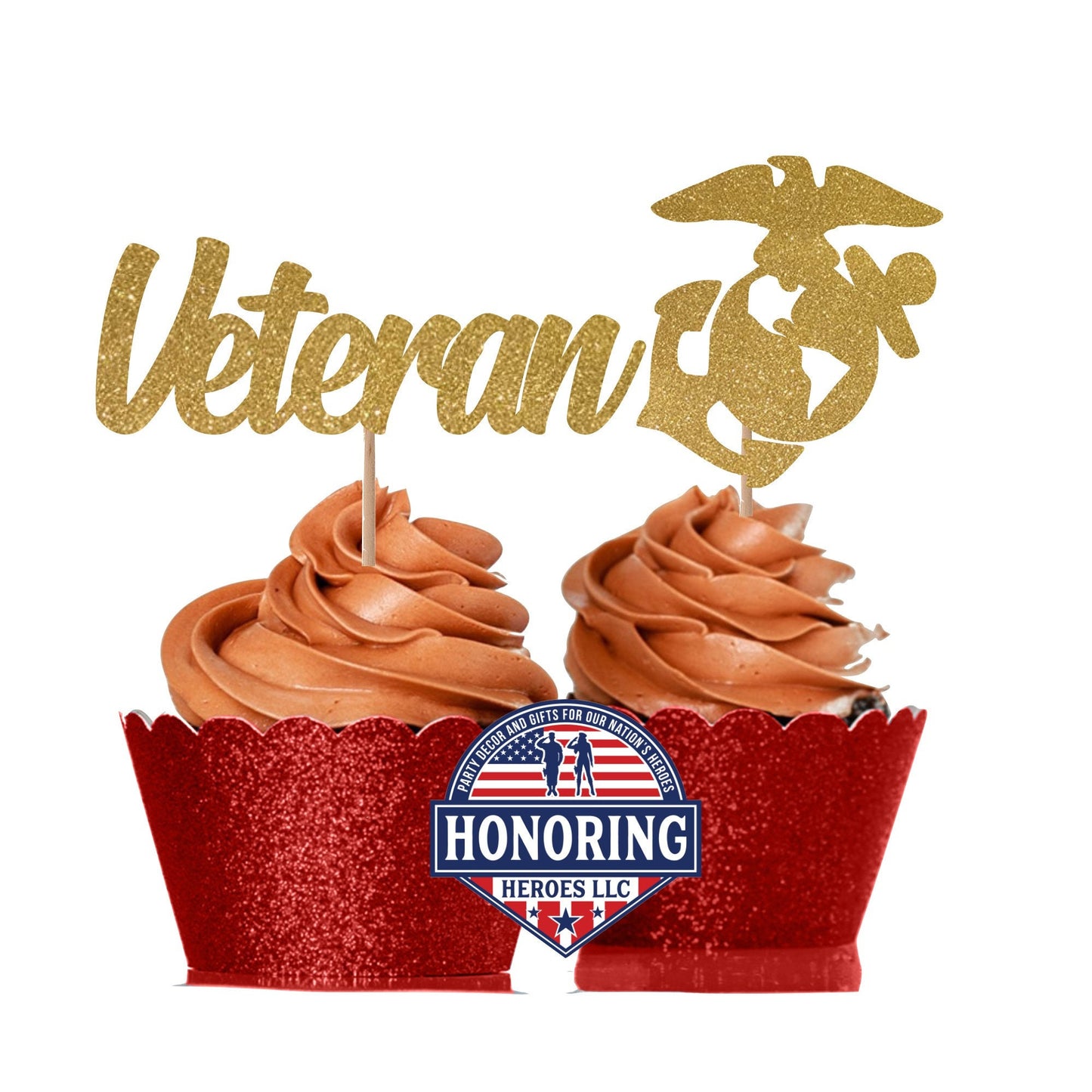 USMC Retired and Emblem Cupcake Toppers
