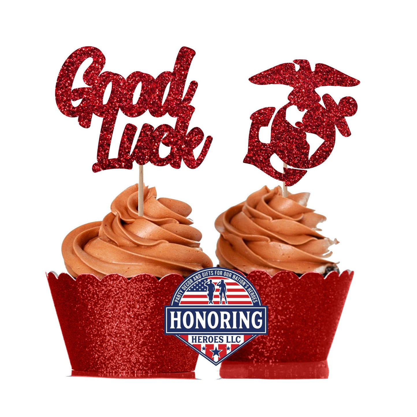 USMC Good Luck and Emblem Cupcake Toppers