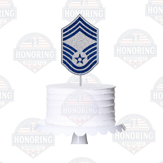 USAF Enlisted Rank Cake Topper - Glitter Air Force Retirement, Promotion NO SHED!