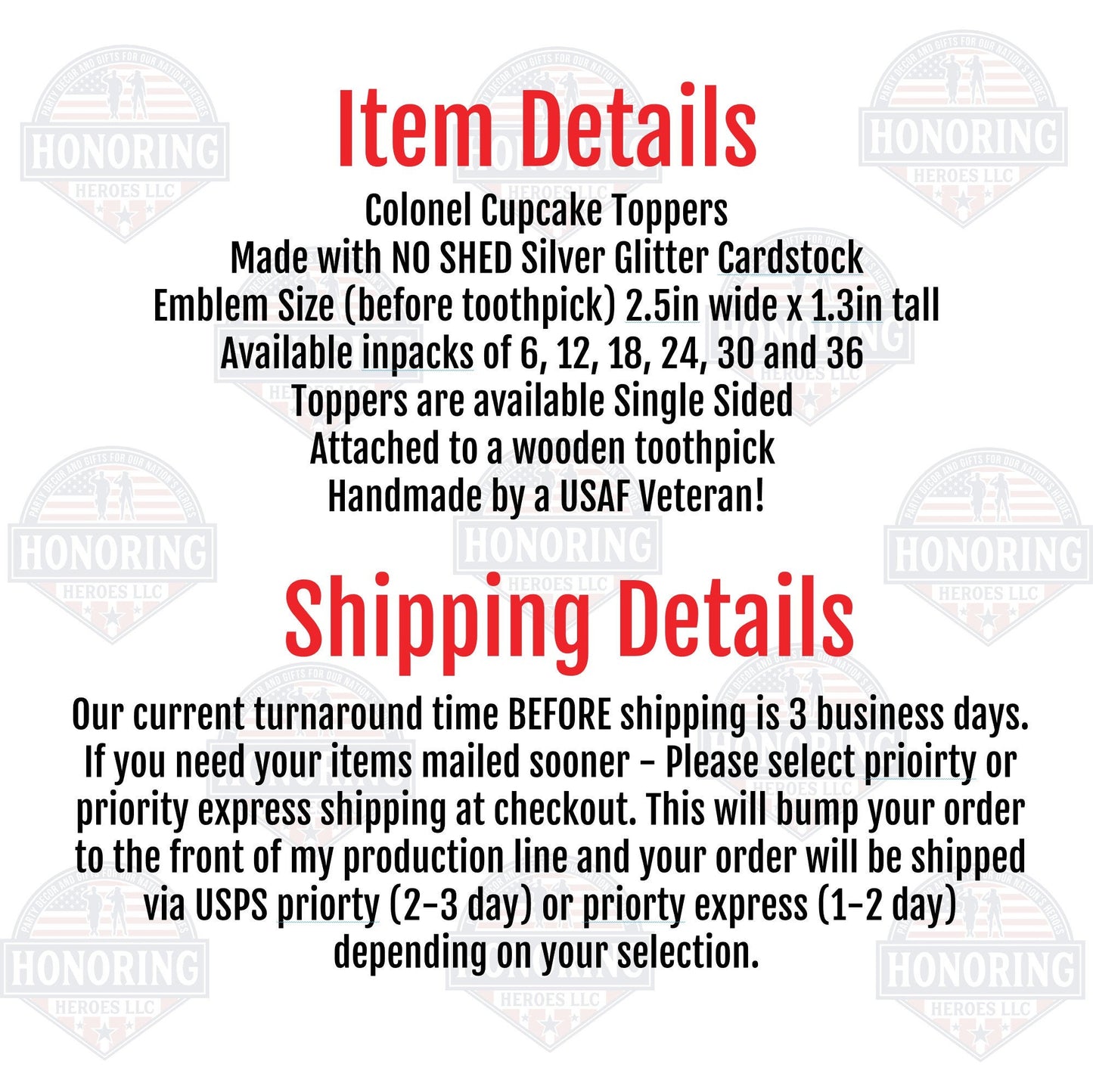 Military Colonel - Captain Cupcake Toppers. Perfect for All Military Branches - Col, Capt, Party Decorations for Promoting or Retiring