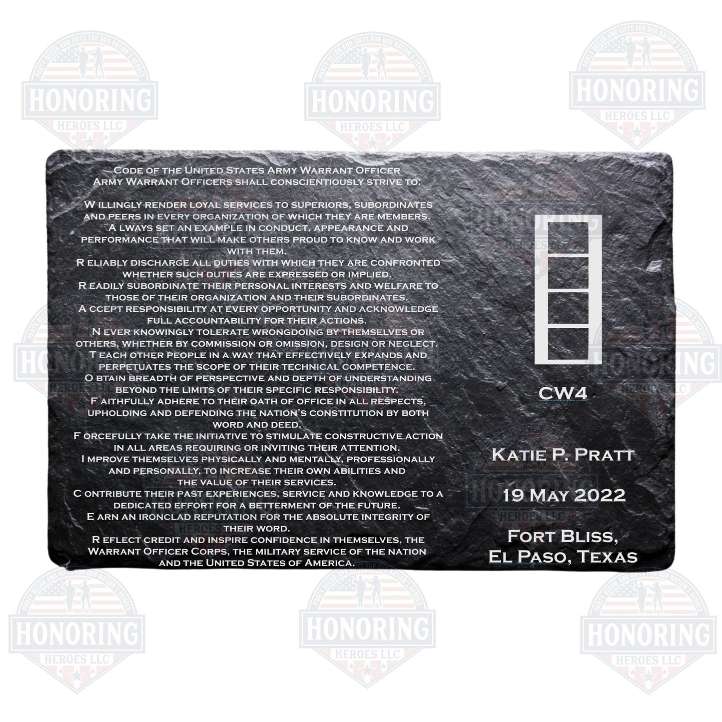 ARMY Personalized Warrant Officer Creed Engraved Slate Plate