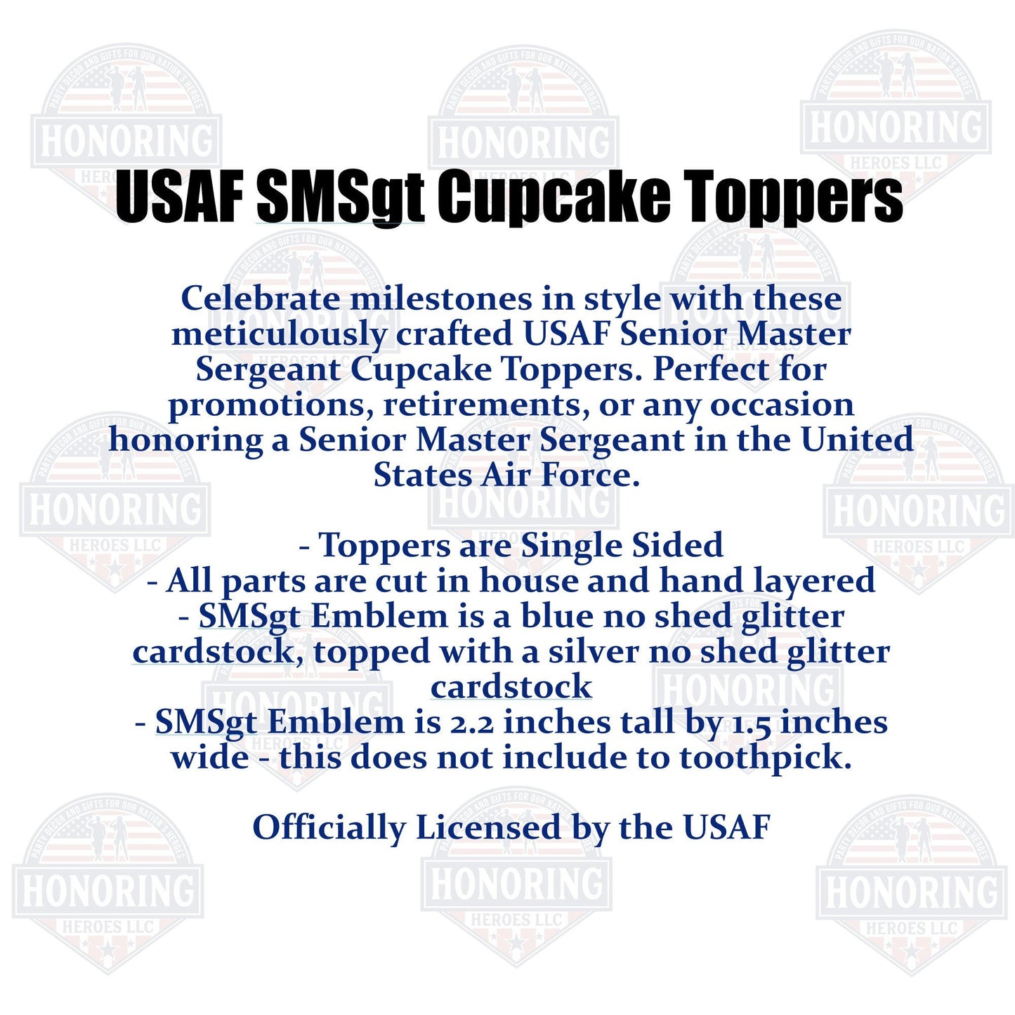 USAF SMSgt Cupcake Toppers - United States Air Force Senior Master Sergeant Cupcake Toppers