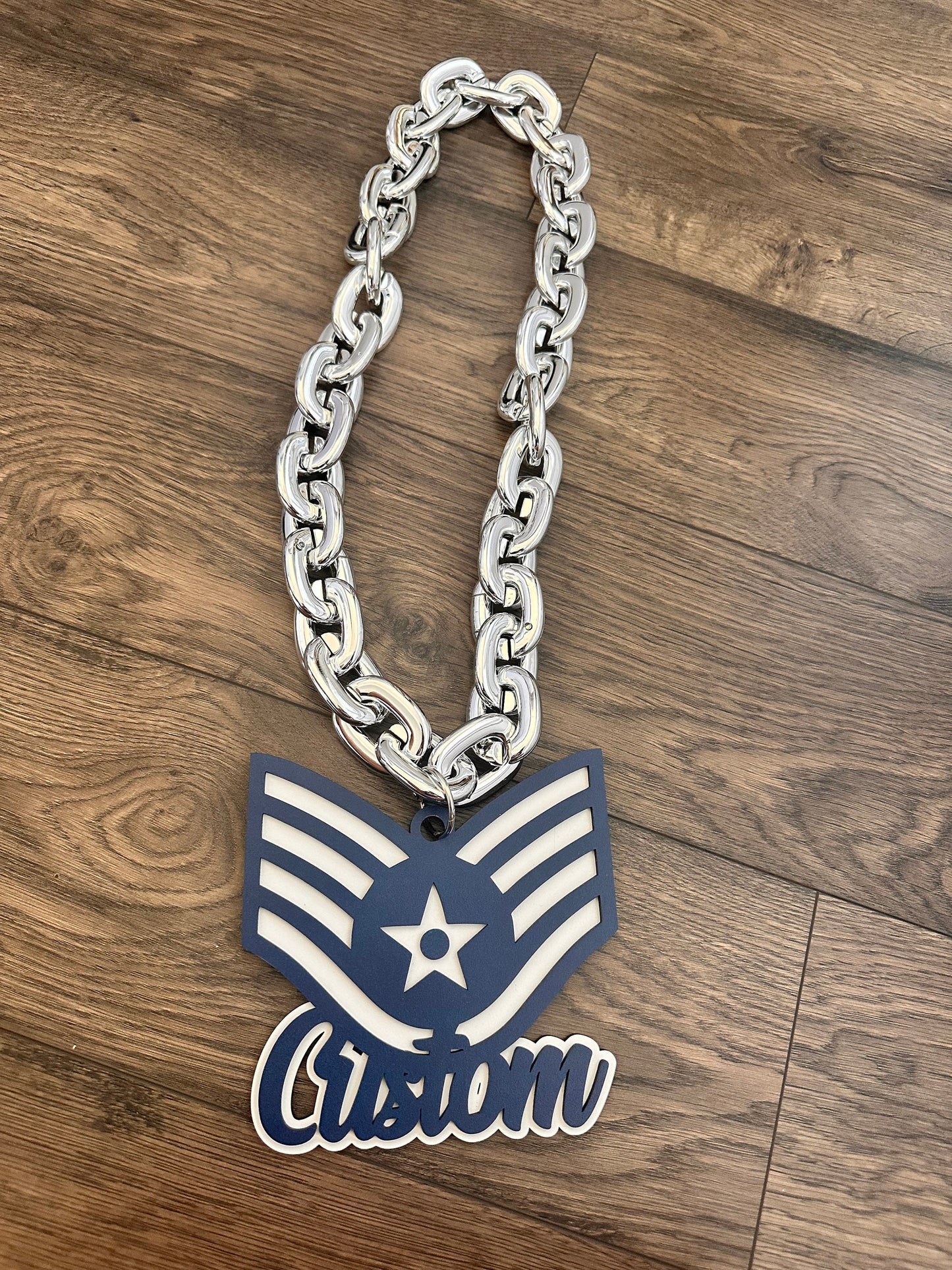 Air Force Enlisted Rank Light Up Necklace - USAF Promotion Necklace - USAF Retirement Necklace - Amn, A1C, SrA, SSgt, TSgt, MSgt,SMSgt,CMSgt