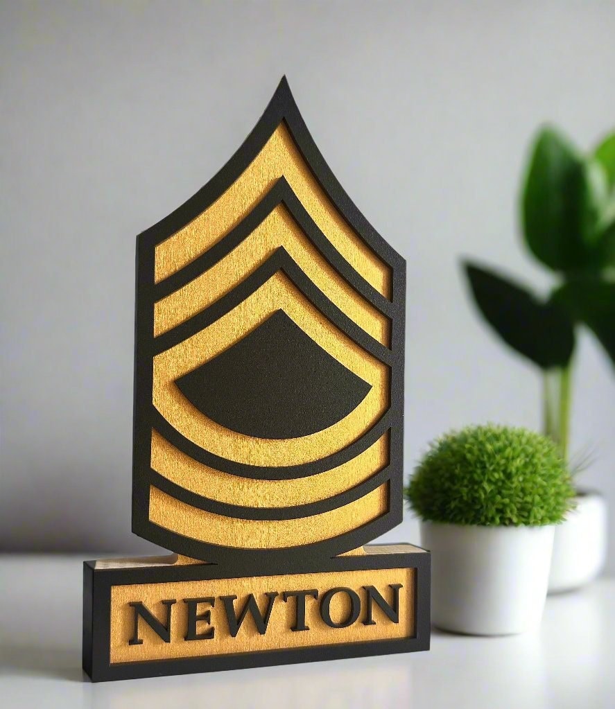 ARMY Rank Self Standing Name Plate - Army Enlisted Ranks - Army Promotion Gift - Army Retirement Gift - Army Name Plate
