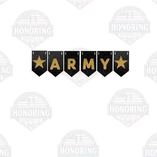 ARMY Banner: Black & Gold Glitter, Army Star Emblem NO SHED!