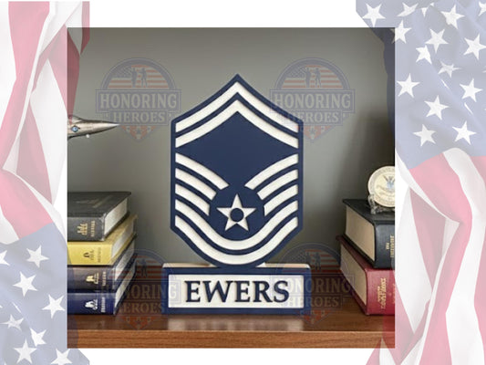 Personalized Air Force Enlisted Rank Sign - Custom Military Retirement Gift