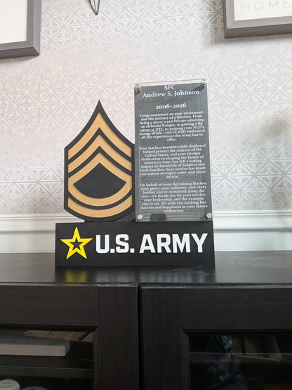 U.S. ARMY Self Standing Rank and Personalized Plate