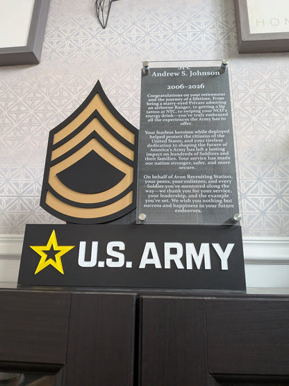 U.S. ARMY Self Standing Rank and Personalized Plate