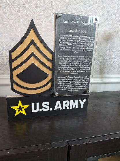 U.S. ARMY Self Standing Rank and Personalized Plate