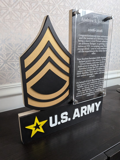 U.S. ARMY Self Standing Rank and Personalized Plate