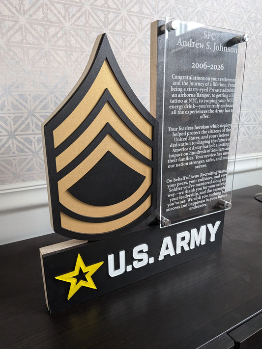 U.S. ARMY Self Standing Rank and Personalized Plate