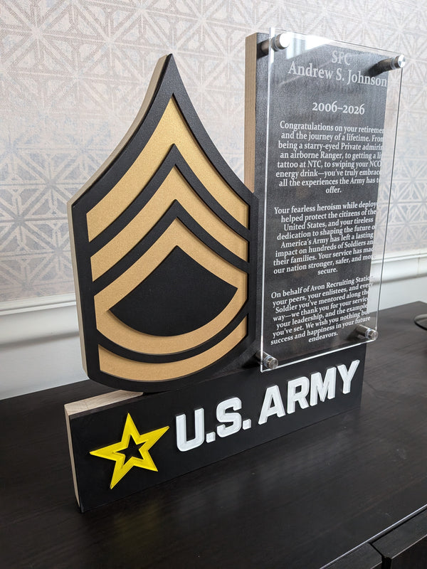 U.S. ARMY Self Standing Rank and Personalized Plate