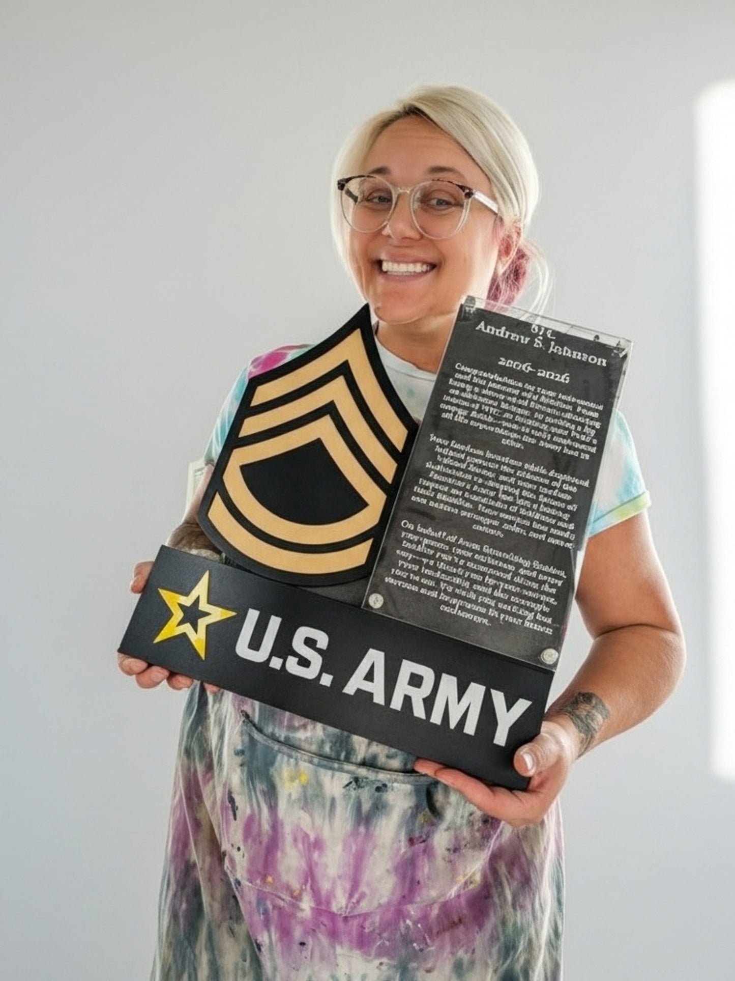 U.S. ARMY Self Standing Rank and Personalized Plate