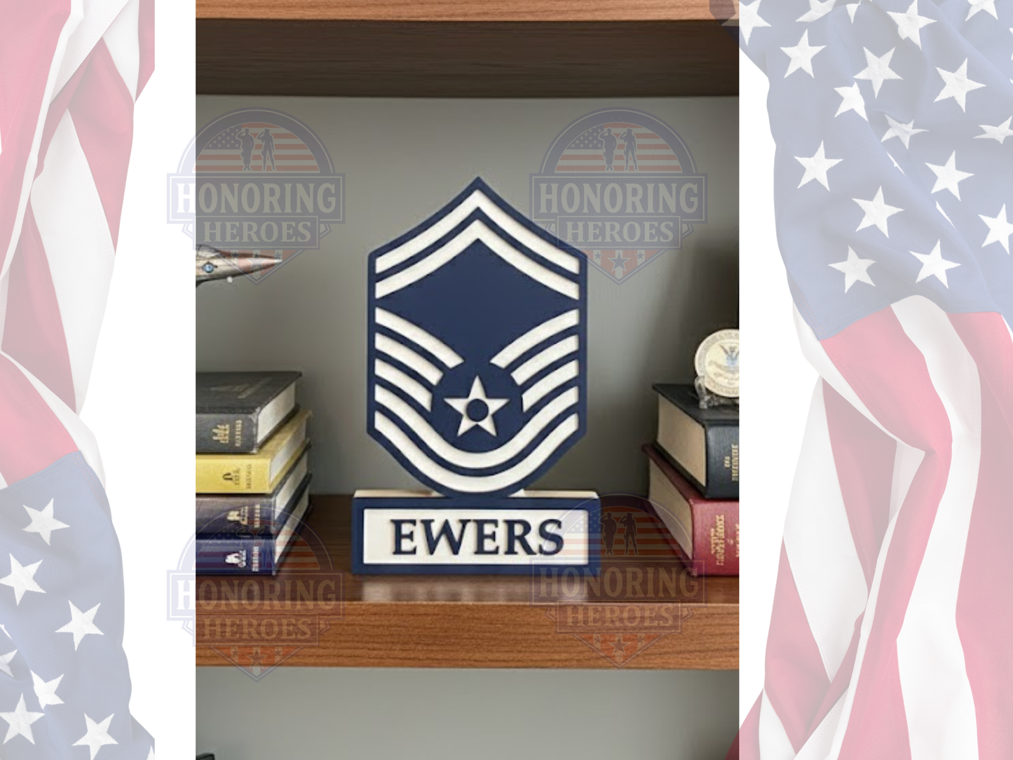 USAF Air Force Self Standing Enlisted Rank Name Plate