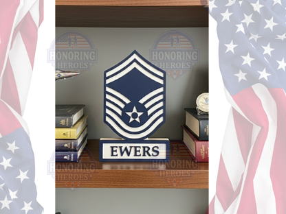 USAF Air Force Self Standing Enlisted Rank Name Plate