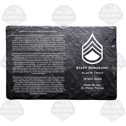 SSGT - ARMY Personalized NCO Creed Engraved Slate Plate