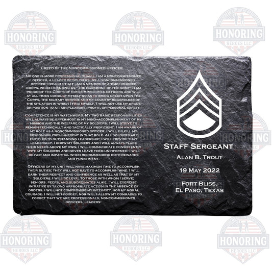 SSGT - ARMY Personalized NCO Creed Engraved Slate Plate