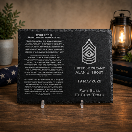 ARMY Personalized NCO Creed Engraved Slate Plate