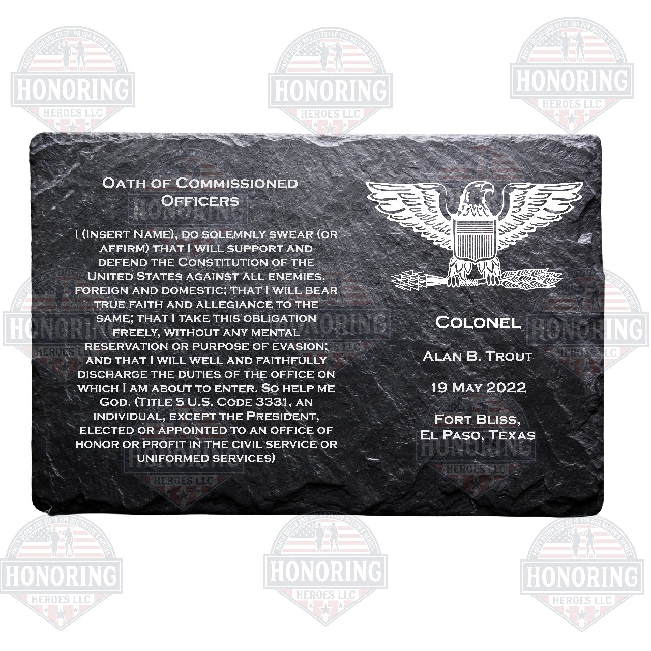 COL - ARMY Personalized Officers Creed Engraved Slate Plate