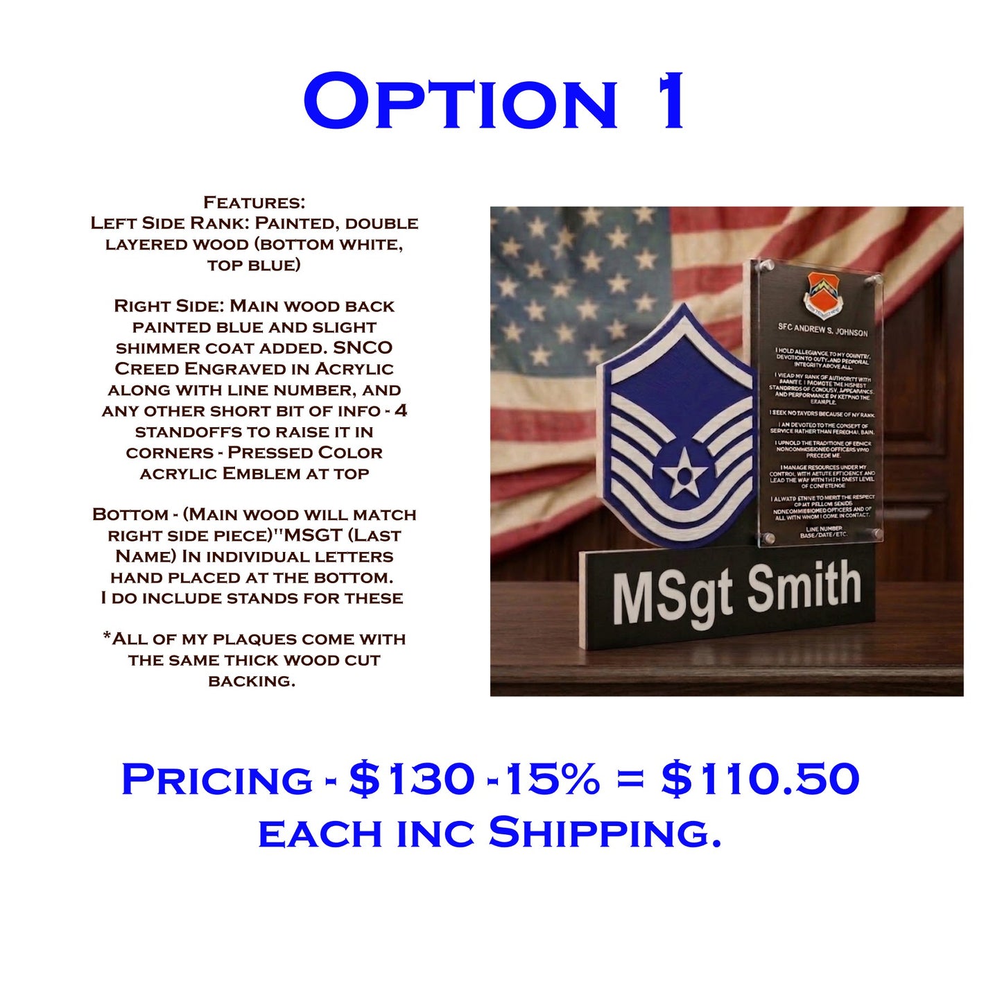 Custom Listing for Luke AFB MSgt Promotion