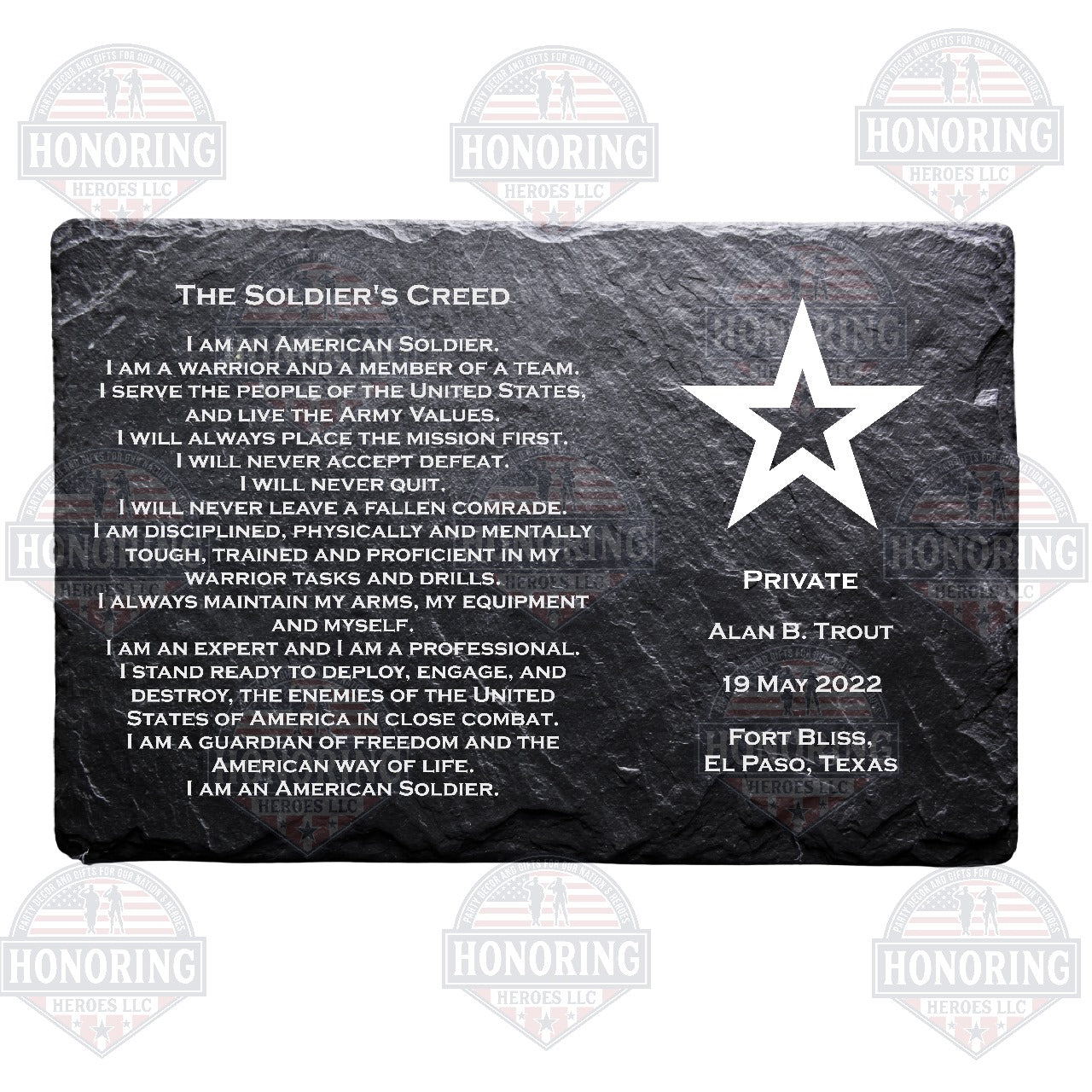 Private  - ARMY Personalized Soldier Creed Engraved Slate Plate