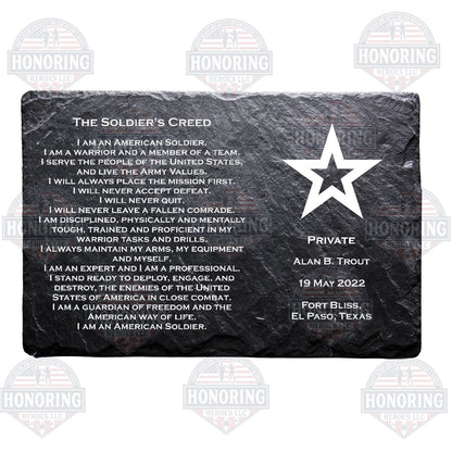 Private  - ARMY Personalized Soldier Creed Engraved Slate Plate