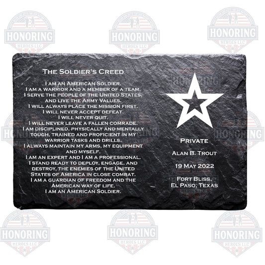 Private  - ARMY Personalized Soldier Creed Engraved Slate Plate