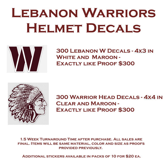Lebanon Warrior Helmet Decals