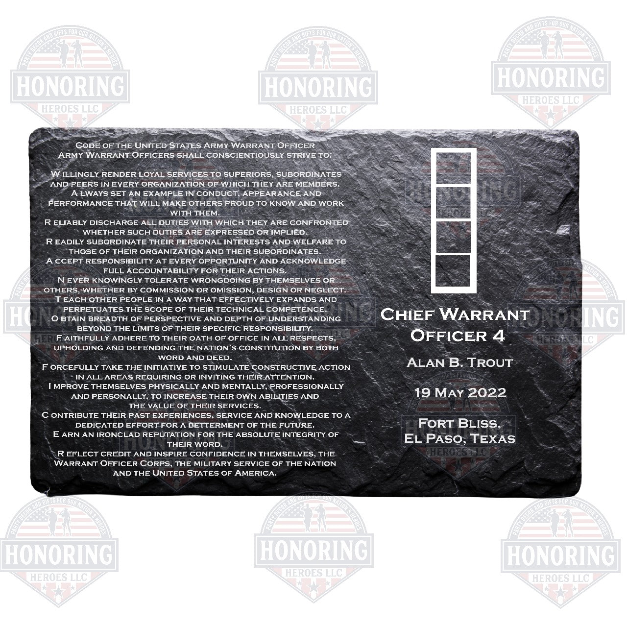 CW4 - Army Personalized Warrant Officer Creed Engraved Slate Plate