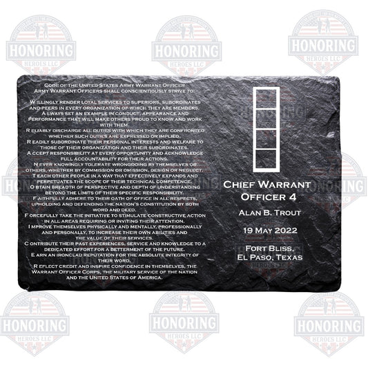 CW4 - Army Personalized Warrant Officer Creed Engraved Slate Plate