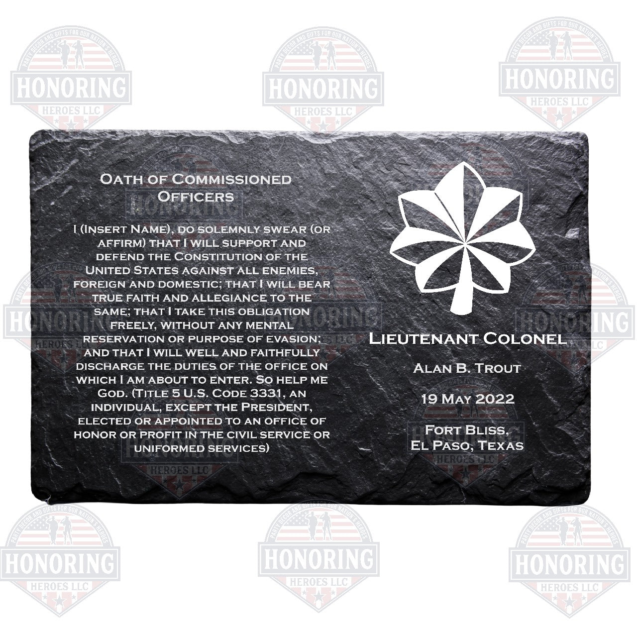 LTC - ARMY Personalized Officers Creed Engraved Slate Plate