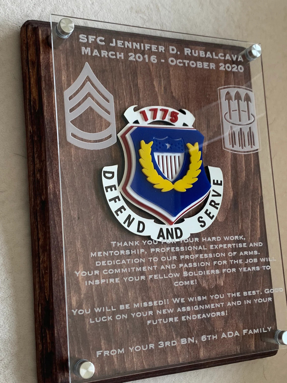Custom Engraved Military Plaque