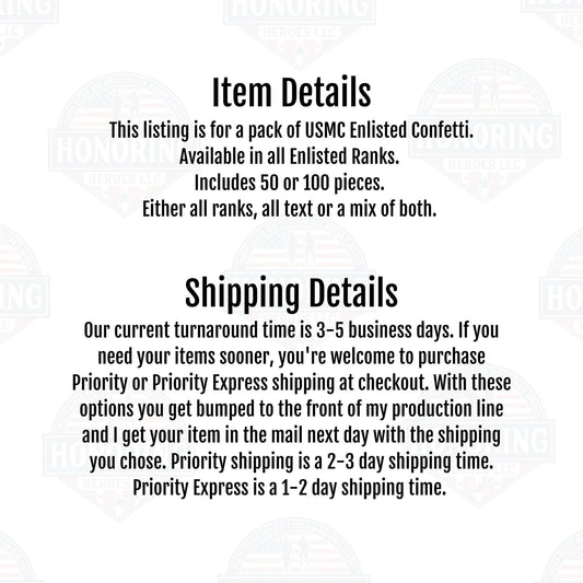 USMC Enlisted Rank Confetti | Marine Enlisted Rank Confetti | 1stSgt