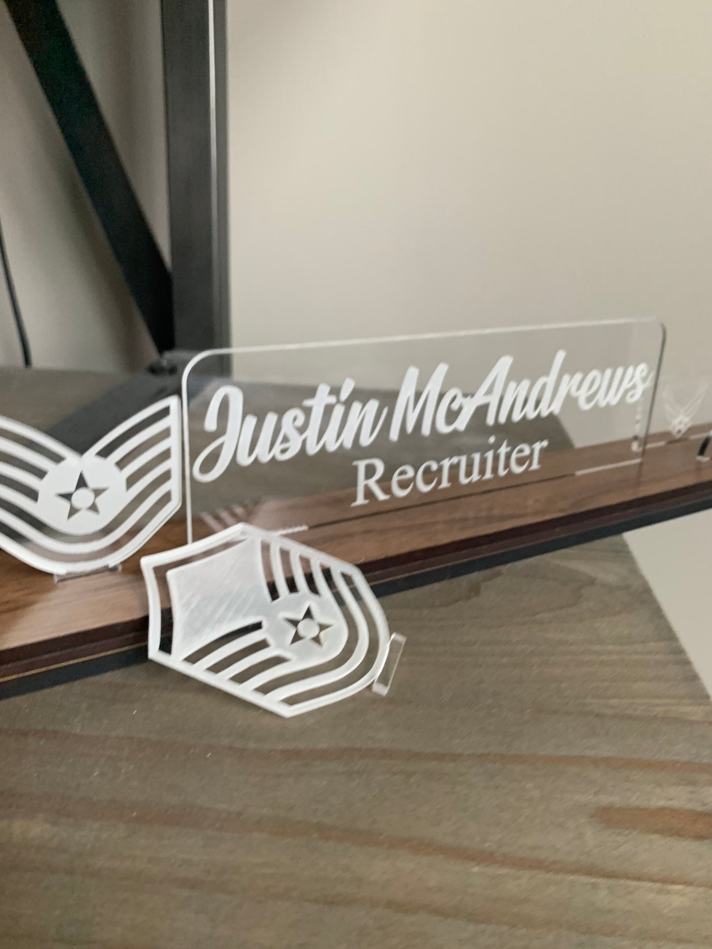 Air Force Interchangable Name Plate and Rank. Perfect Addition to any USAF Desk Space! Air Force Promotion Gift