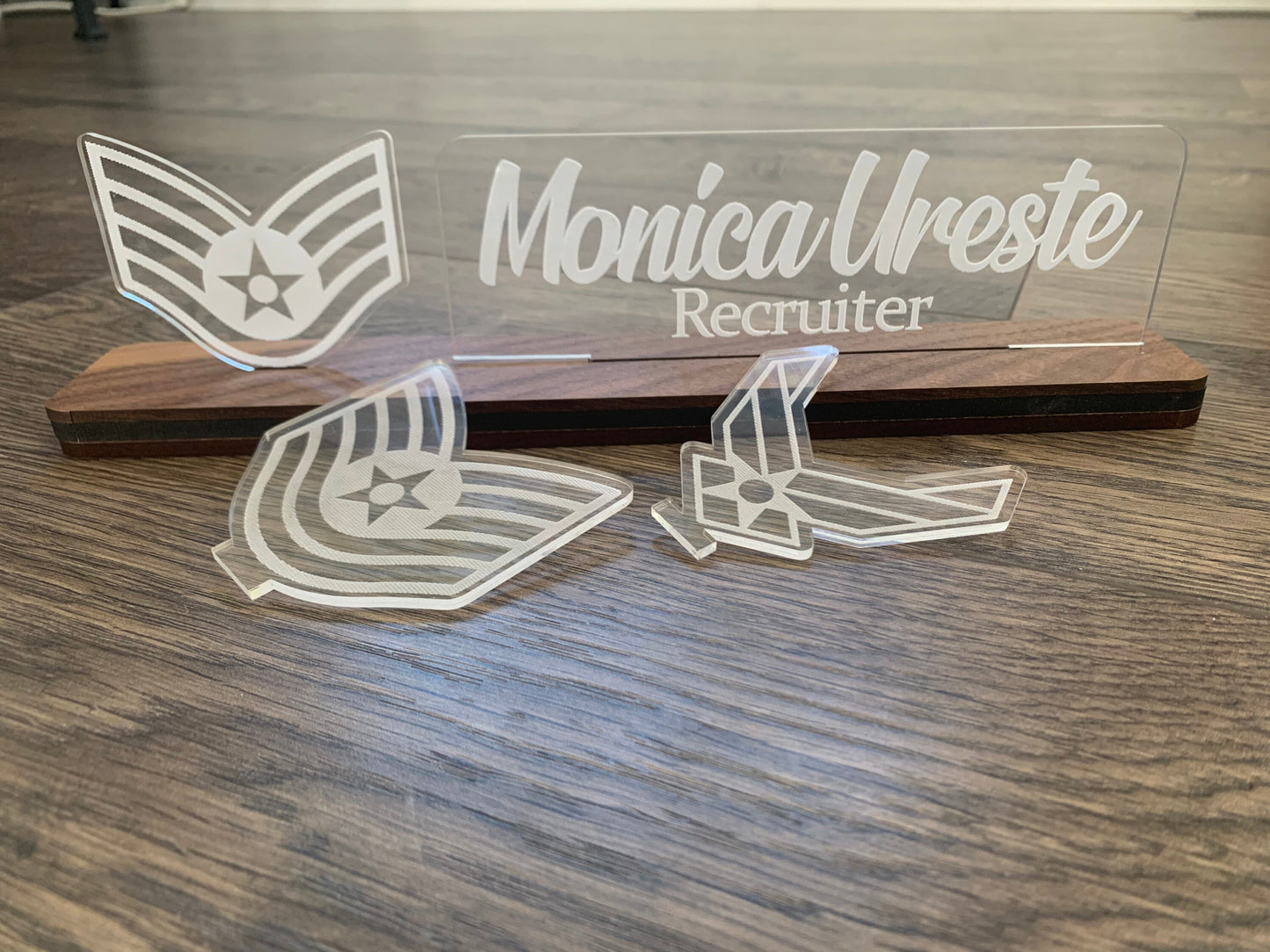 Air Force Interchangable Name Plate and Rank. Perfect Addition to any USAF Desk Space! Air Force Promotion Gift