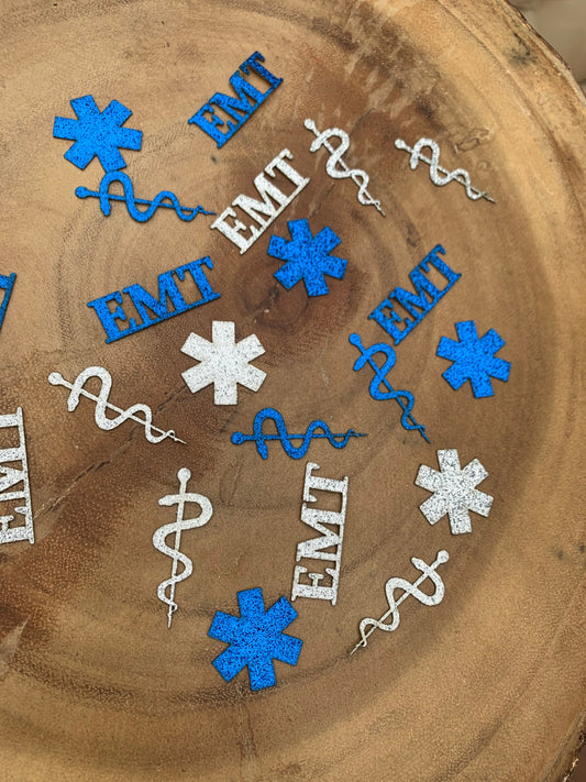 EMT Glitter Confetti, Star of Life Party Decor (50ct) NO SHED!