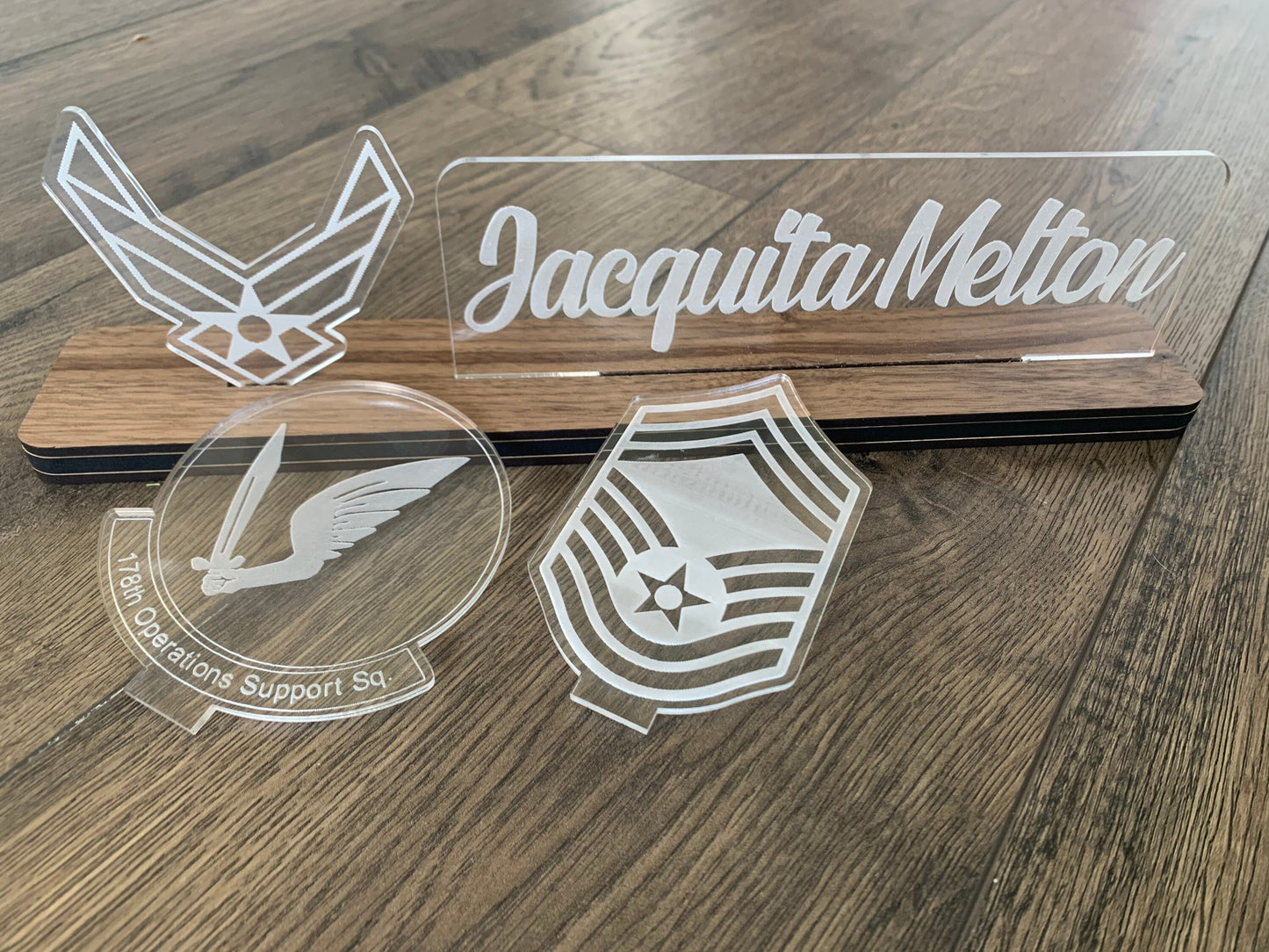 Air Force Interchangable Name Plate and Rank. Perfect Addition to any USAF Desk Space! Air Force Promotion Gift