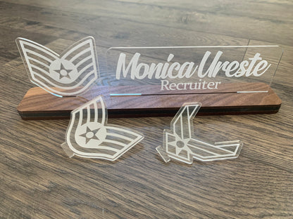 Air Force Interchangable Name Plate and Rank. Perfect Addition to any USAF Desk Space! Air Force Promotion Gift