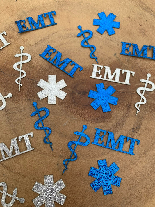 EMT Glitter Confetti, Star of Life Party Decor (50ct) NO SHED!