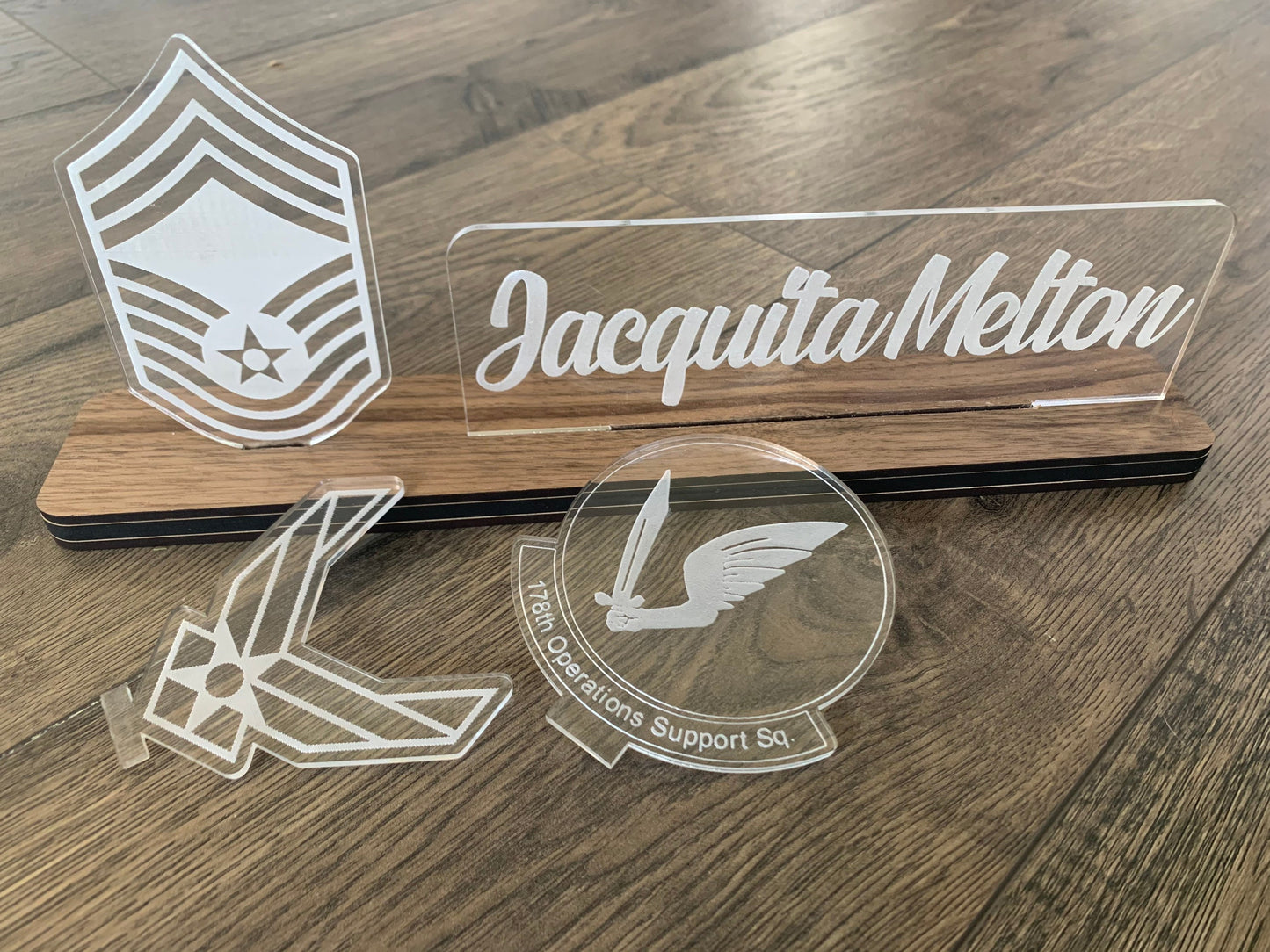 Air Force Interchangable Name Plate and Rank. Perfect Addition to any USAF Desk Space! Air Force Promotion Gift