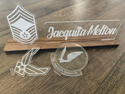 Air Force Interchangable Name Plate and Rank. Perfect Addition to any USAF Desk Space! Air Force Promotion Gift