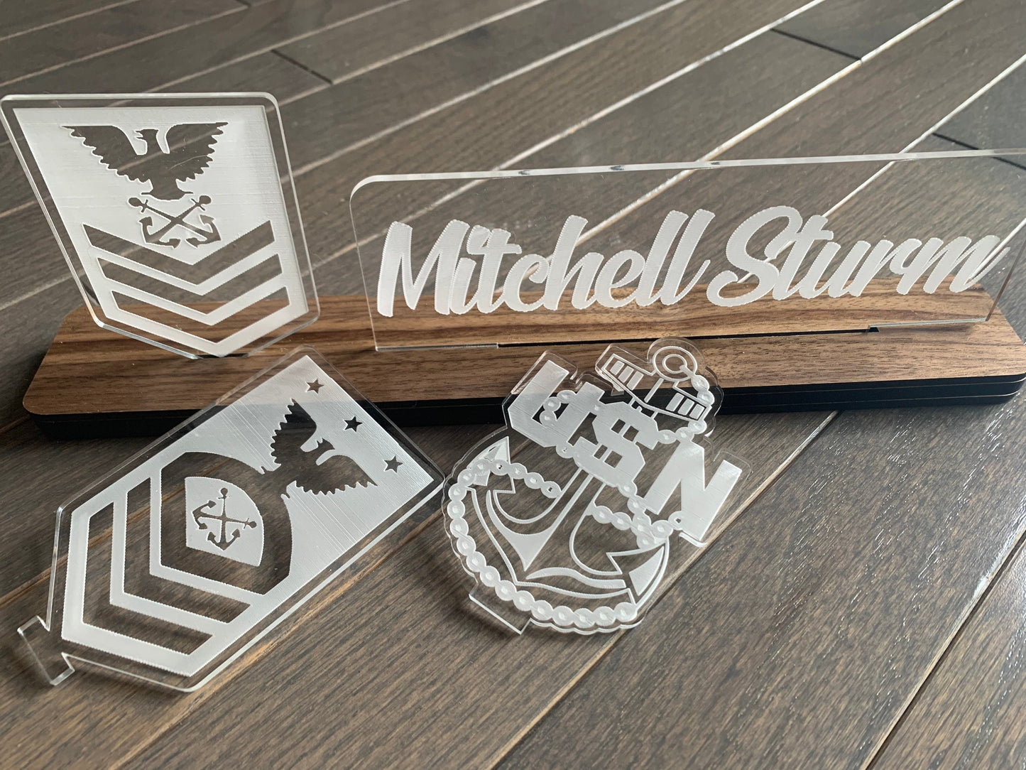 Navy Interchangable Name Plate and Rank. Perfect Addition to any NAVY Desk Space! NAVY Promotion Gift