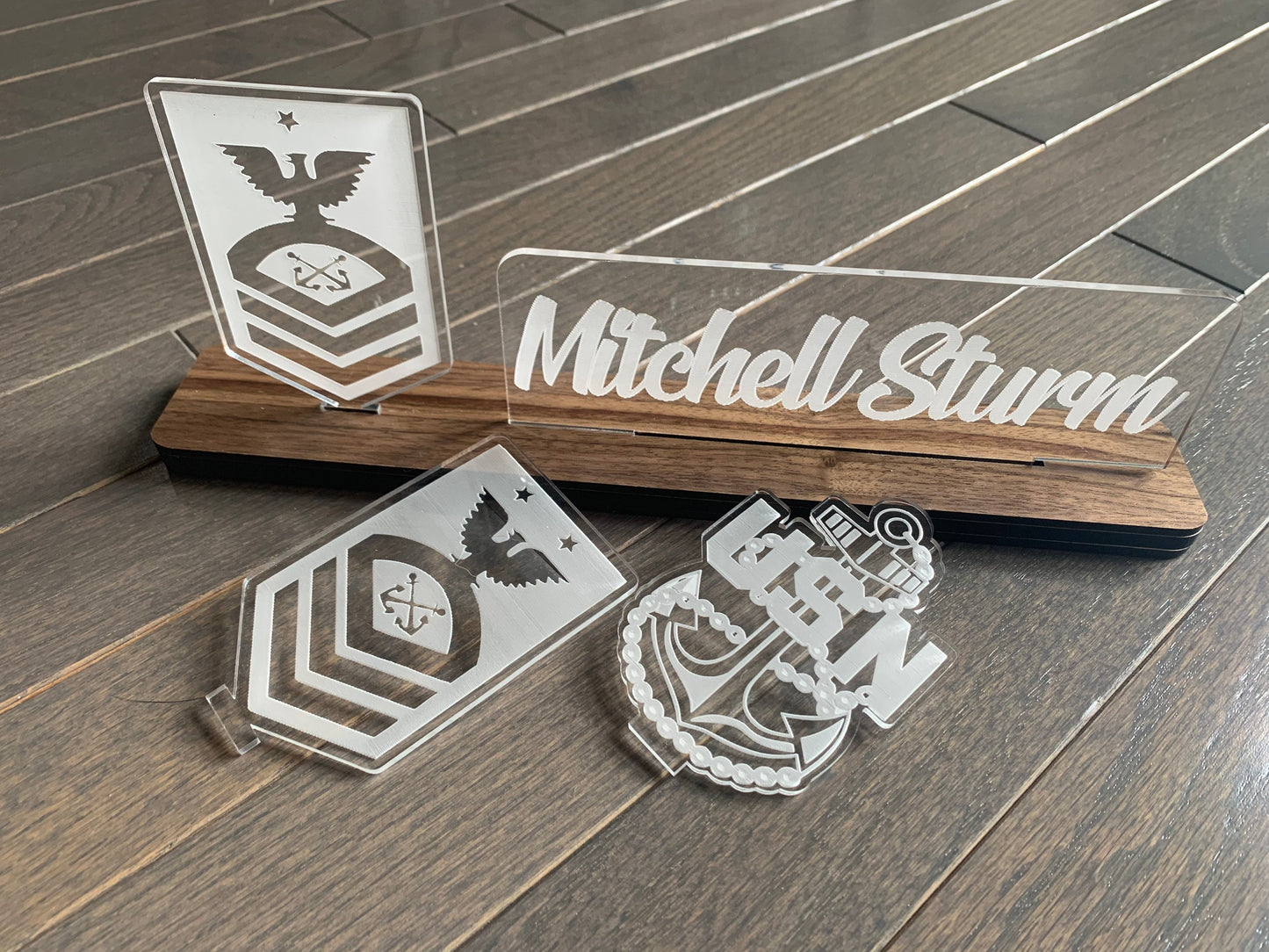 Navy Interchangable Name Plate and Rank. Perfect Addition to any NAVY Desk Space! NAVY Promotion Gift