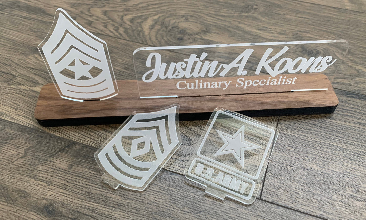 ARMY Interchangeable Name Plate. USA Desk Name Plate