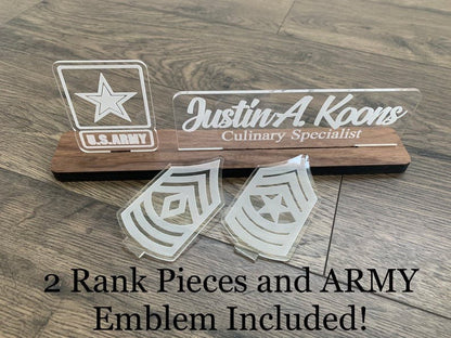 ARMY Interchangeable Name Plate. USA Desk Name Plate
